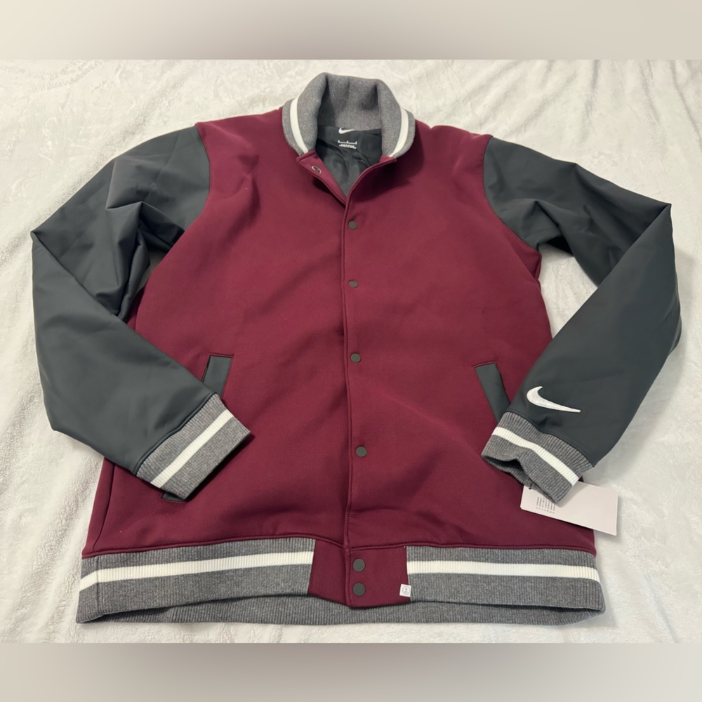 Nike Men’s Football Varsity Letterman Jacket Maroon Black Size M